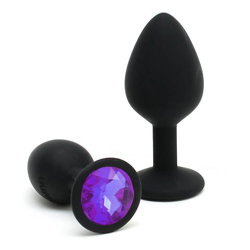 Adora Black Jewel Silicone Butt Plug - Violet - Large